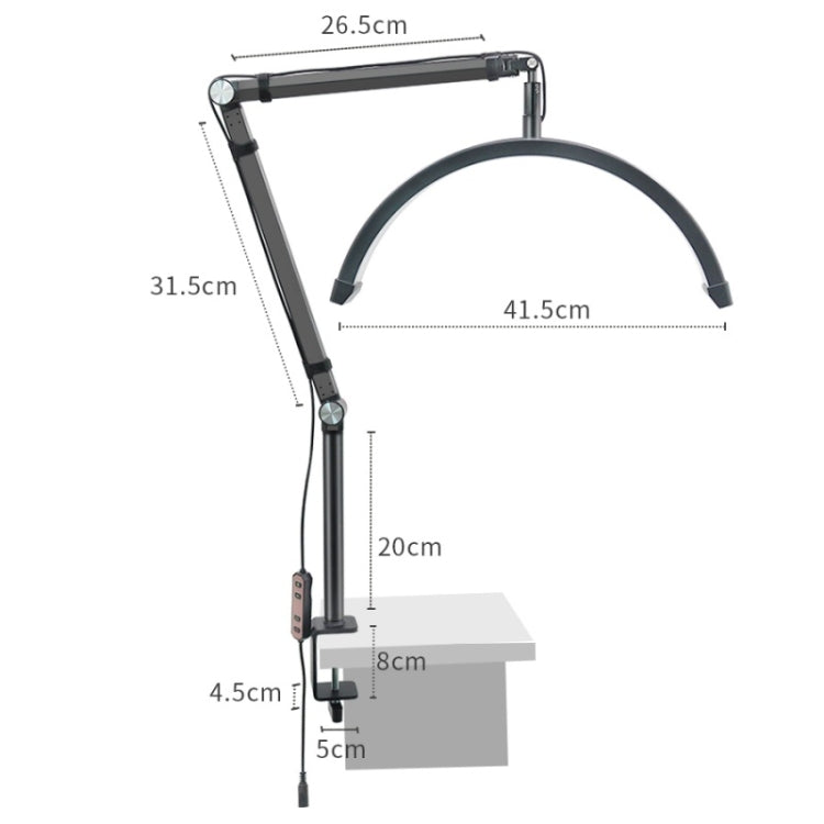 HD-M3X Pro 16 inch Adjustable Brightness Beauty Light Half Moon Light Eyelash Tech Lamp, Plug:EU Plug(Black) - Selfie Light by PMC TechLife | Online Shopping South Africa | PMC TechLife | Buy Now Pay Later Mobicred