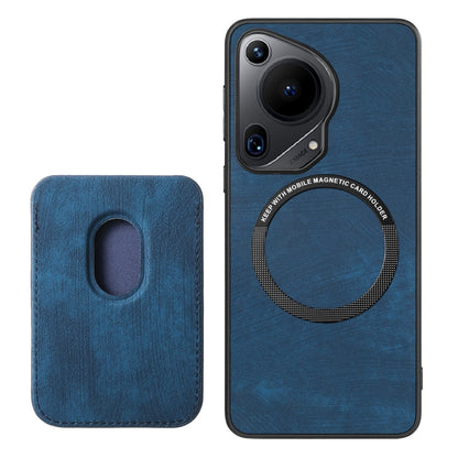 For Huawei Pura 70 Retro Leather Card Bag Magnetic Phone Case(Blue) - Huawei Cases by PMC Jewellery | Online Shopping South Africa | PMC Jewellery | Buy Now Pay Later Mobicred