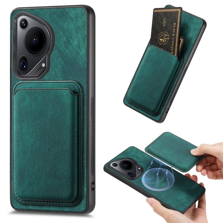 For Huawei Pura 70 Retro Leather Card Bag Magnetic Phone Case(Green) - Huawei Cases by PMC Jewellery | Online Shopping South Africa | PMC Jewellery | Buy Now Pay Later Mobicred