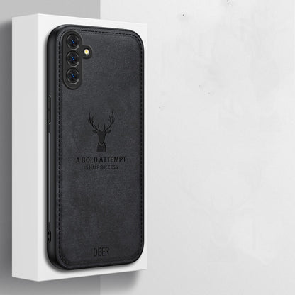 For Samsung Galaxy S25 5G Deer Head Cloth Skin All-inclusive Phone Case(White) - Galaxy S25 5G Cases by PMC Jewellery | Online Shopping South Africa | PMC Jewellery | Buy Now Pay Later Mobicred