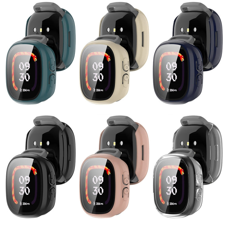 For Fitbit Ace LTE  PC + Tempered Glass Film Integrated Watch Protective Case(Transparent White) - Watch Cases by PMC TechLife | Online Shopping South Africa | PMC TechLife | Buy Now Pay Later Mobicred