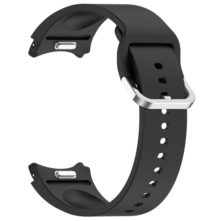 For Samsung Galaxy Watch7 40 / 44mm Solid Color Silver Buckle Quick Release Silicone Watch Band(Black) - free shipping - PMC TechLife - Order now!