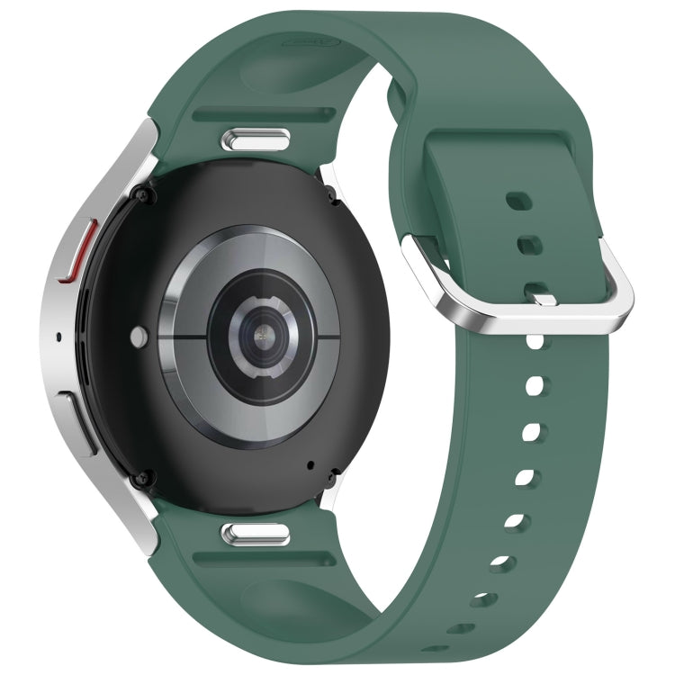 For Samsung Galaxy Watch FE 40mm Solid Color Silver Buckle Quick Release Silicone Watch Band(Dark Green) - free shipping - PMC TechLife - Order now!