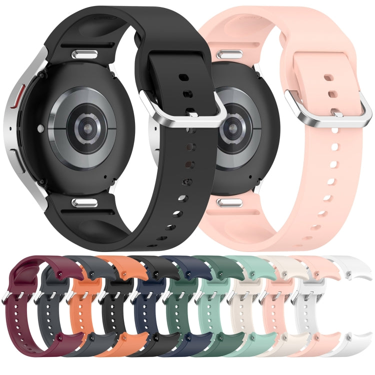 For Samsung Galaxy Watch7 40 / 44mm Solid Color Silver Buckle Quick Release Silicone Watch Band(Dark Green) - free shipping - PMC TechLife - Order now!