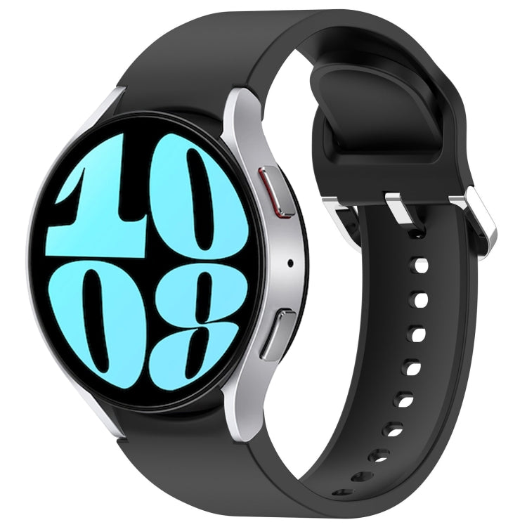 For Samsung Galaxy Watch 6 44mm Solid Color Silver Buckle Quick Release Silicone Watch Band(Black) - free shipping - PMC TechLife - Order now!