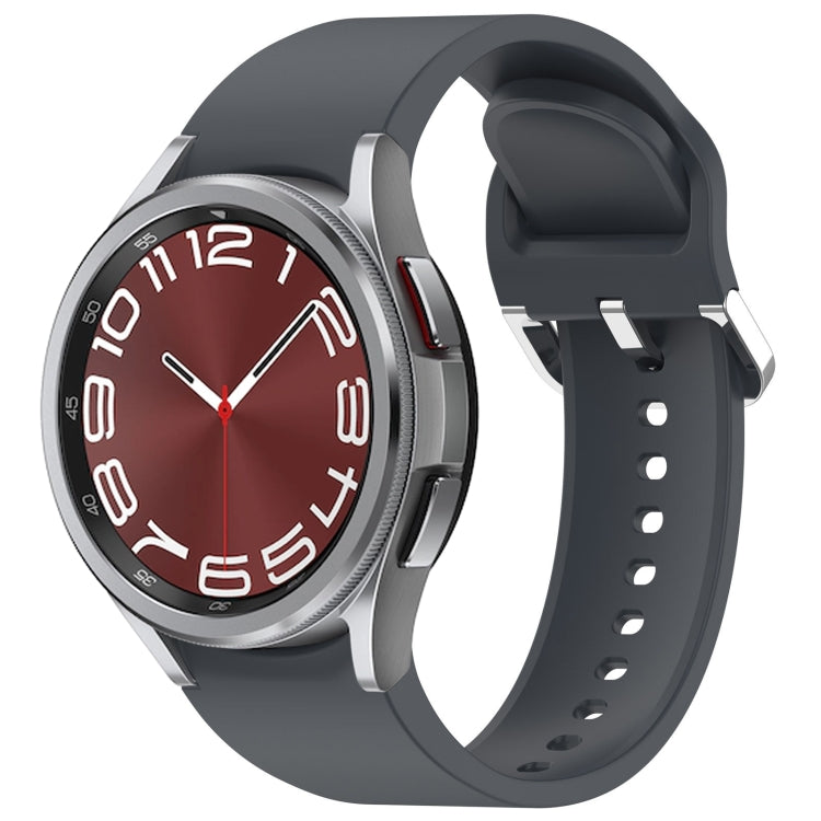 For Samsung Galaxy Watch 6 Classic 43mm Solid Color Silver Buckle Quick Release Silicone Watch Band(Grey) - free shipping - PMC TechLife - Order now!