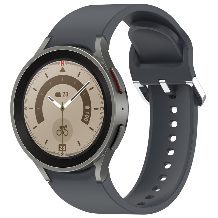 For Samsung Galaxy Watch 5 Pro  45mm Solid Color Silver Buckle Quick Release Silicone Watch Band(Grey) - free shipping - PMC TechLife - Order now!
