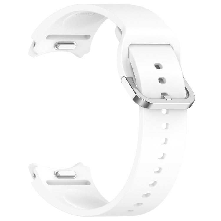 For Samsung Galaxy Watch 4 44mm Solid Color Silver Buckle Quick Release Silicone Watch Band(White) - free shipping - PMC TechLife - Order now!
