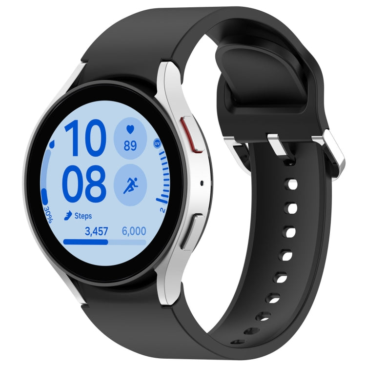 For Samsung Galaxy Watch 7 40mm Solid Color Silver Buckle Quick Release Silicone Watch Band(Black) - free shipping - PMC TechLife - Order now!