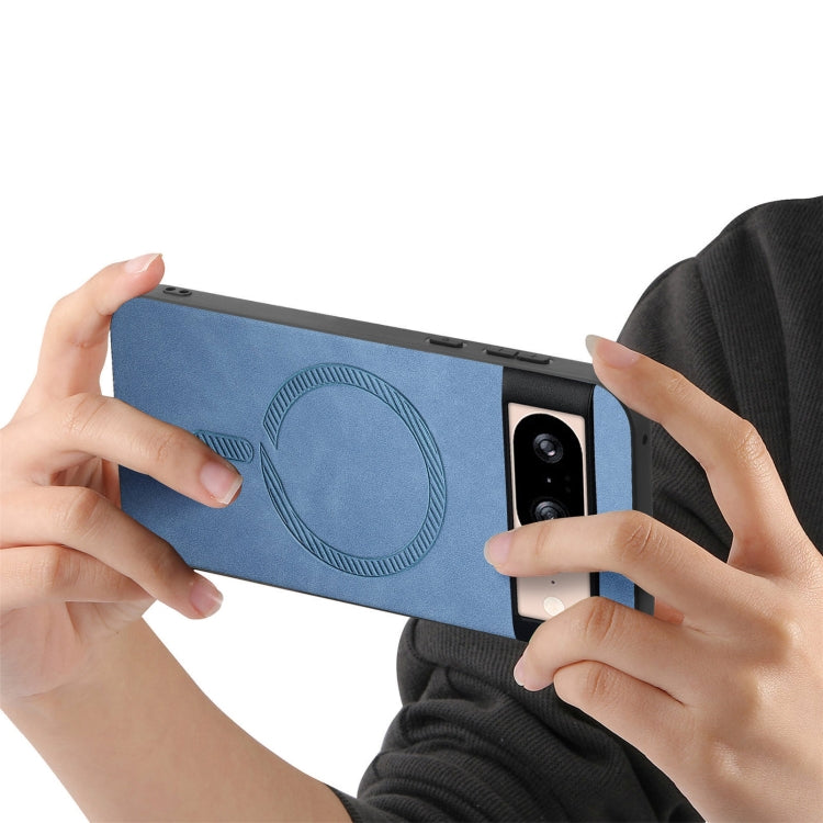 For Google Pixel 9 / 9 Pro Retro Magsafe Magnetic PU Back Cover Phone Case(Blue) - Google Cases by PMC TechLife | Online Shopping South Africa | PMC TechLife | Buy Now Pay Later Mobicred
