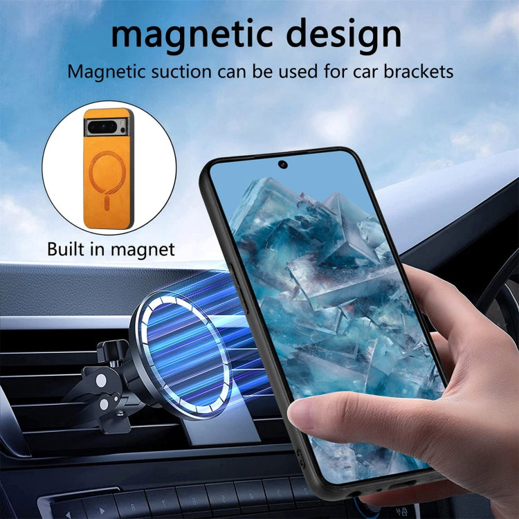 For Google Pixel 9 Pro XL Retro Magsafe Magnetic PU Back Cover Phone Case(Yellow) - Google Cases by PMC TechLife | Online Shopping South Africa | PMC TechLife | Buy Now Pay Later Mobicred