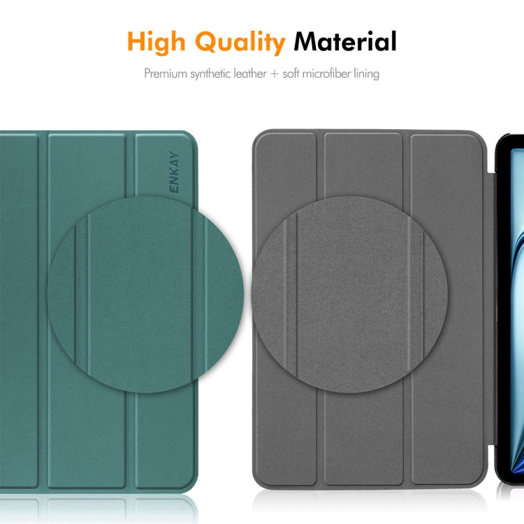 For Huawei MatePad SE 11 2024 ENKAY Tri-fold Custer Texture Platic Leather Tablet Case(Dark Blue) - free shipping - PMC Jewellery - Order now!