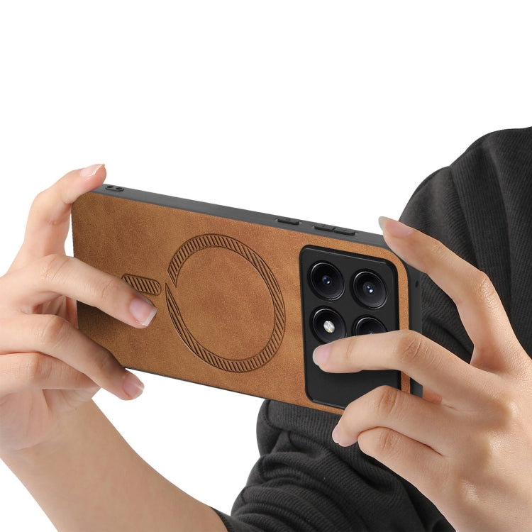 For Xiaomi Redmi K70 / K70 Pro 5G Solid Color Retro Magsafe PU Back Cover Phone Case(Brown) - Xiaomi Cases by PMC Jewellery | Online Shopping South Africa | PMC Jewellery | Buy Now Pay Later Mobicred