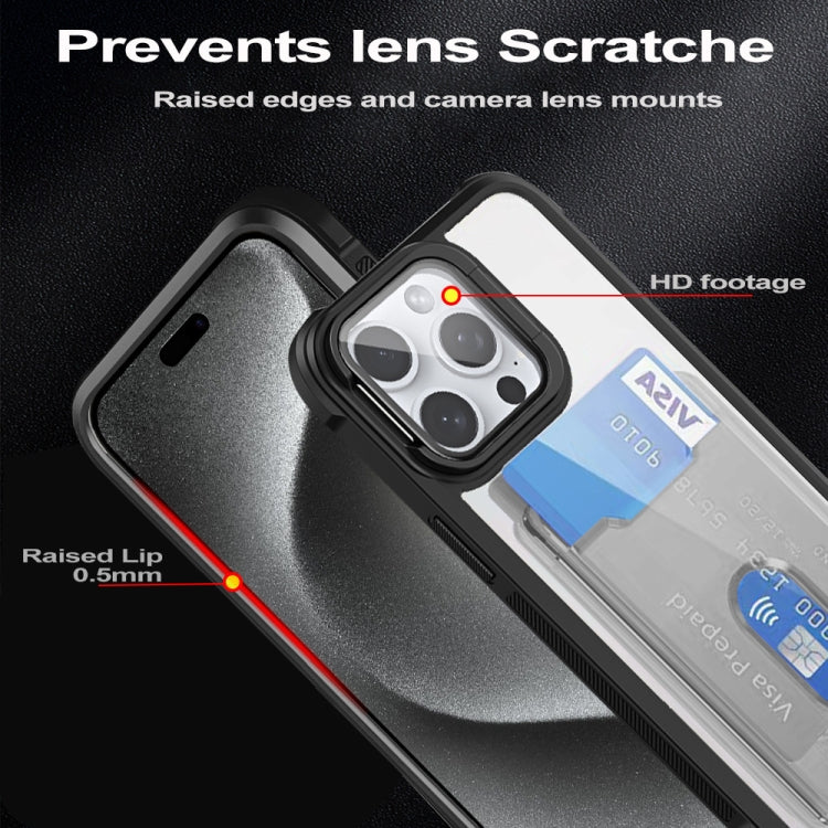 For iPhone 16 Card Bag Holder Acrylic Hybrid TPU Phone Case(White) - iPhone 16 Cases by PMC TechLife | Online Shopping South Africa | PMC TechLife | Buy Now Pay Later Mobicred