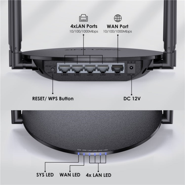 WAVLINK WN530G3 4x 5dBi Foldable Antenna AC1200 Dual Band Wireless Repeater Router, Plug:US Plug - Wireless Routers by WAVLINK | Online Shopping South Africa | PMC Jewellery | Buy Now Pay Later Mobicred