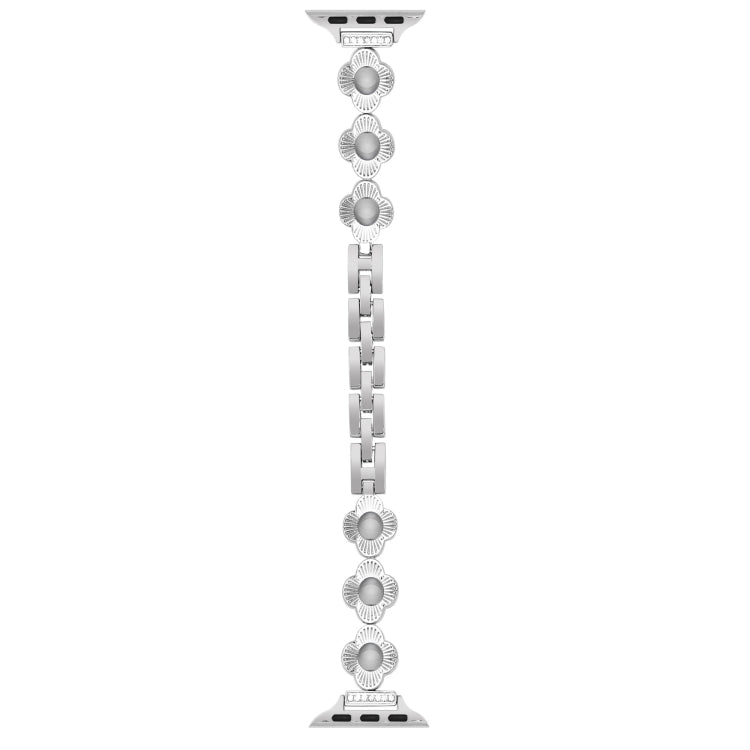 For Apple Watch Series 4 40mm Four Leaf Clover Quick-Release Metal Chain Watch Band(Silver) - free shipping - PMC TechLife - Order now!