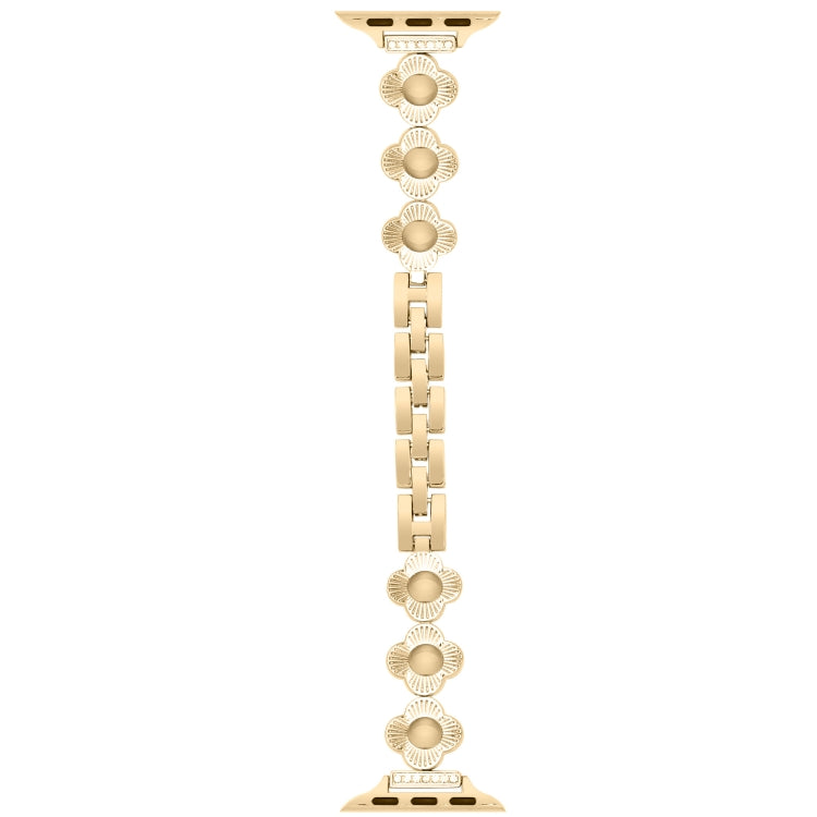 For Apple Watch Series 3 38mm Four Leaf Clover Quick-Release Metal Chain Watch Band(Gold) - free shipping - PMC TechLife - Order now!