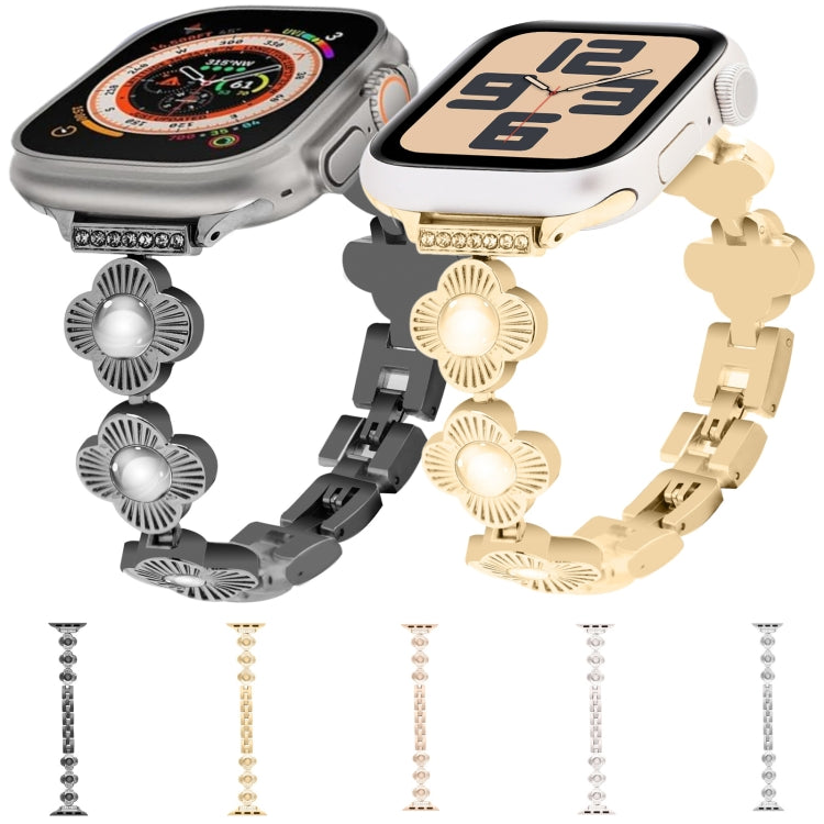 For Apple Watch Series 3 38mm Four Leaf Clover Quick-Release Metal Chain Watch Band(Silver) - free shipping - PMC TechLife - Order now!