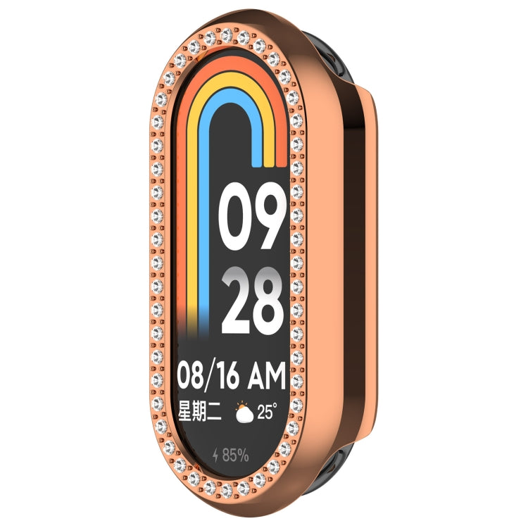 For Xiaomi Smart Band 9 Diamond Half Coverage Hollow PC Watch Protective Case(Rose Gold) - Watch Cases by PMC TechLife | Online Shopping South Africa | PMC TechLife | Buy Now Pay Later Mobicred