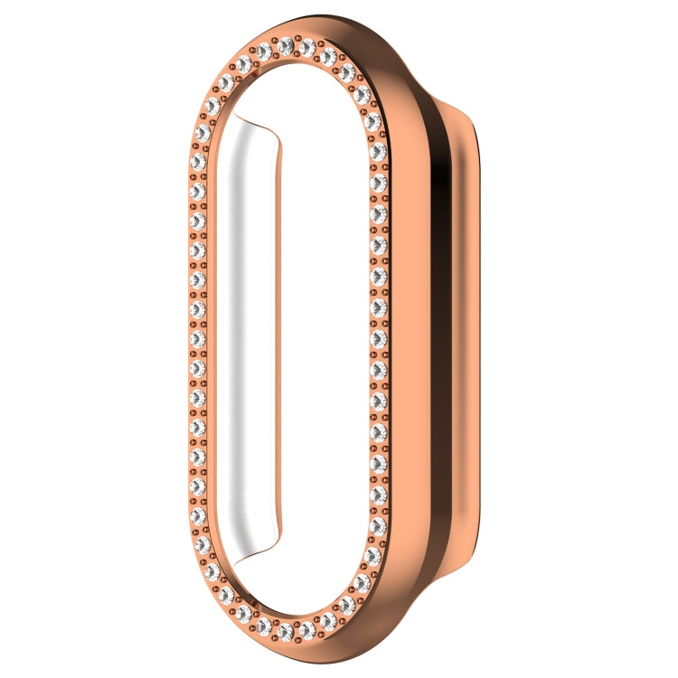 For Xiaomi Smart Band 9 Diamond Half Coverage Hollow PC Watch Protective Case(Rose Gold) - Watch Cases by PMC TechLife | Online Shopping South Africa | PMC TechLife | Buy Now Pay Later Mobicred