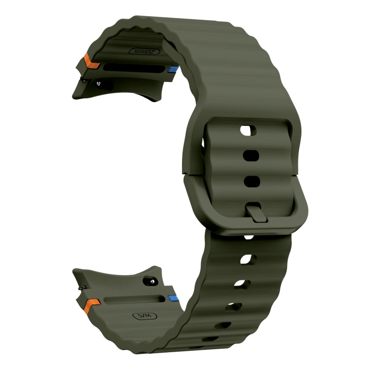 For Samsung Galaxy Watch 7 40 / 44mm Wave Pattern Stitched Silicone Watch Band(Army Green) - free shipping - PMC TechLife - Order now!