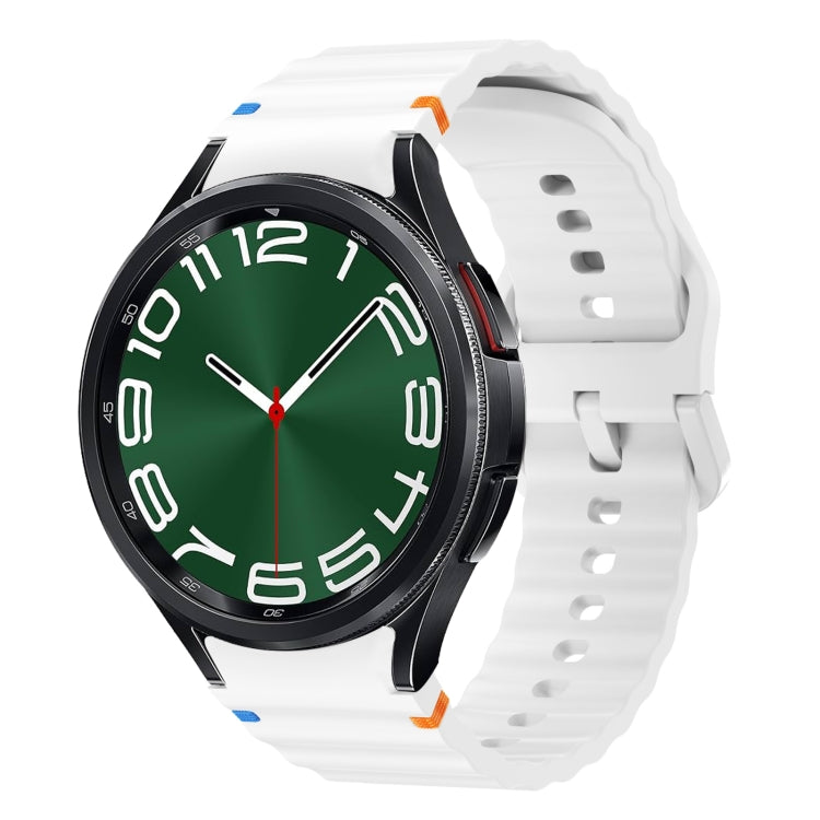 For Samsung Galaxy Watch 6 Classic Wave Pattern Stitched Silicone Watch Band(White) - free shipping - PMC TechLife - Order now!