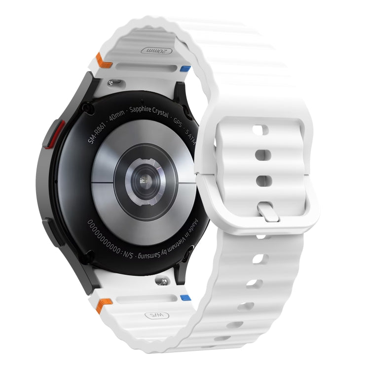For Samsung Galaxy Watch 6 40 / 44mm Wave Pattern Stitched Silicone Watch Band(White) - free shipping - PMC TechLife - Order now!