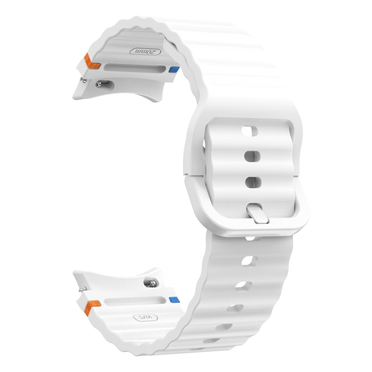 For Samsung Galaxy Watch 6 40 / 44mm Wave Pattern Stitched Silicone Watch Band(White) - free shipping - PMC TechLife - Order now!