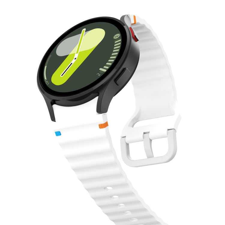 For Samsung Galaxy Watch 6 40 / 44mm Wave Pattern Stitched Silicone Watch Band(White) - free shipping - PMC TechLife - Order now!