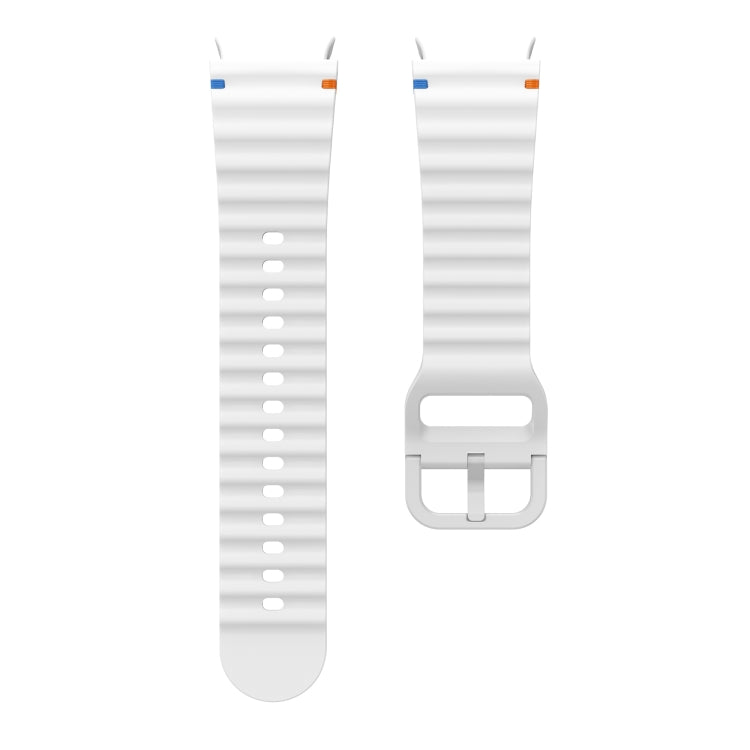 For Samsung Galaxy Watch 6 40 / 44mm Wave Pattern Stitched Silicone Watch Band(White) - free shipping - PMC TechLife - Order now!