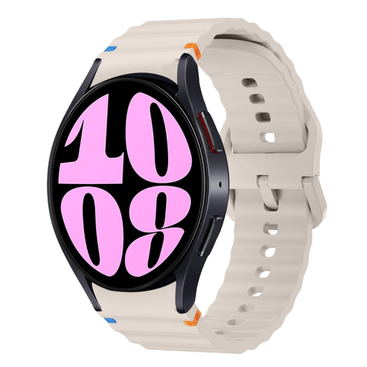 For Samsung Galaxy Watch 6 40 / 44mm Wave Pattern Stitched Silicone Watch Band(Starlight) - free shipping - PMC TechLife - Order now!