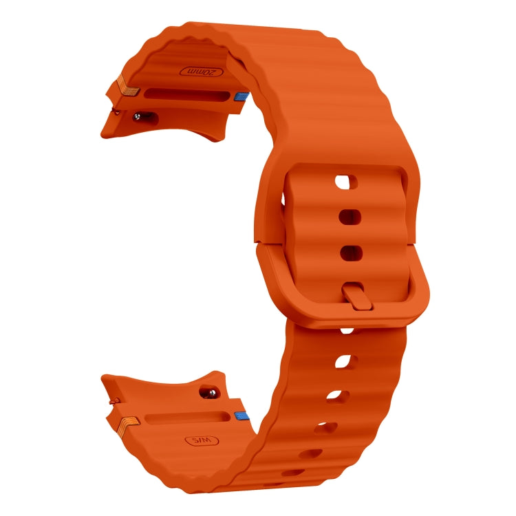 For Samsung Galaxy Watch 6 40 / 44mm Wave Pattern Stitched Silicone Watch Band(Orange) - free shipping - PMC TechLife - Order now!