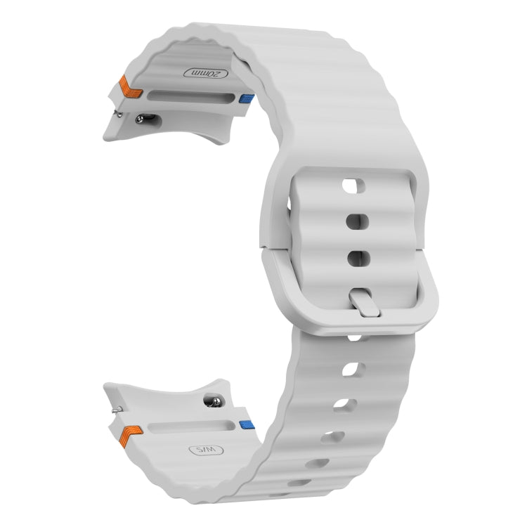For Samsung Galaxy Watch 5 40 / 44mm Wave Pattern Stitched Silicone Watch Band(Light Gray) - free shipping - PMC TechLife - Order now!