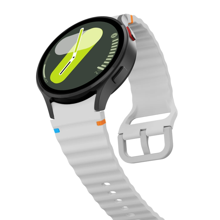 For Samsung Galaxy Watch 5 40 / 44mm Wave Pattern Stitched Silicone Watch Band(Light Gray) - free shipping - PMC TechLife - Order now!