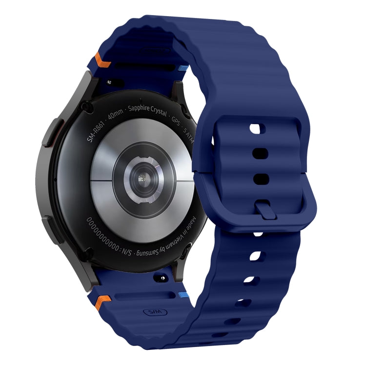 For Samsung Galaxy Watch 4 40 / 44mm Wave Pattern Stitched Silicone Watch Band(Dark Blue) - free shipping - PMC TechLife - Order now!