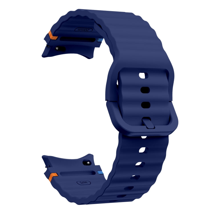 For Samsung Galaxy Watch 4 40 / 44mm Wave Pattern Stitched Silicone Watch Band(Dark Blue) - free shipping - PMC TechLife - Order now!