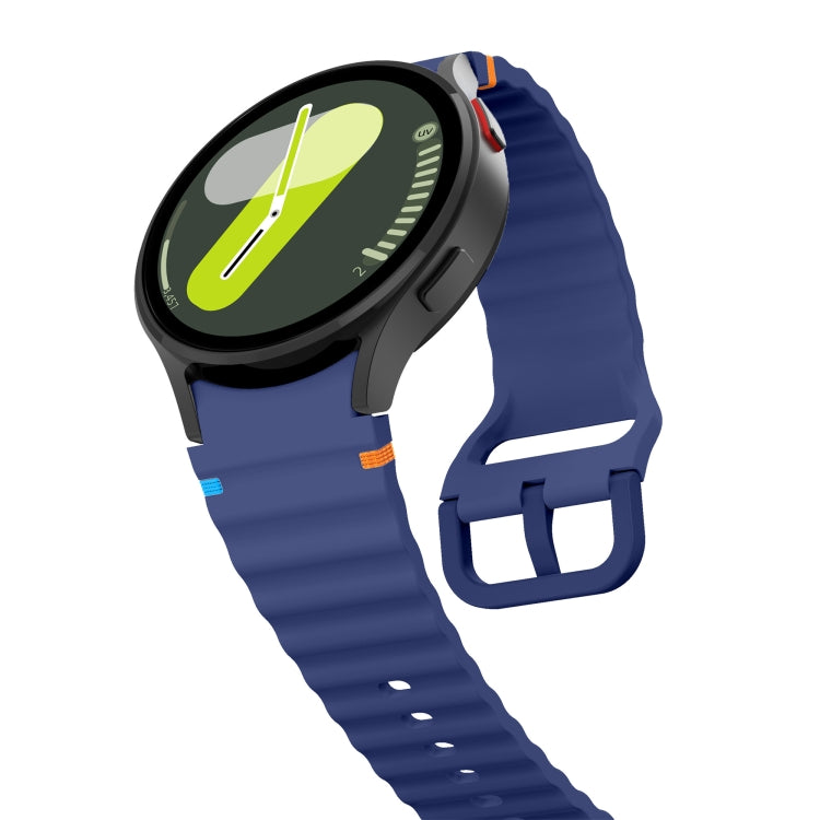 For Samsung Galaxy Watch 4 40 / 44mm Wave Pattern Stitched Silicone Watch Band(Dark Blue) - free shipping - PMC TechLife - Order now!