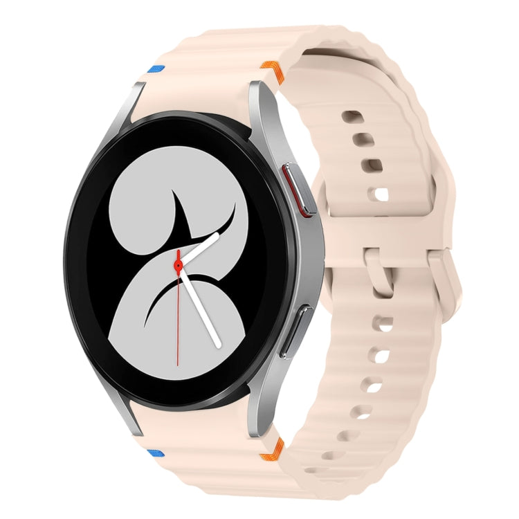 For Samsung Galaxy Watch 4 40 / 44mm Wave Pattern Stitched Silicone Watch Band(Pink) - free shipping - PMC TechLife - Order now!