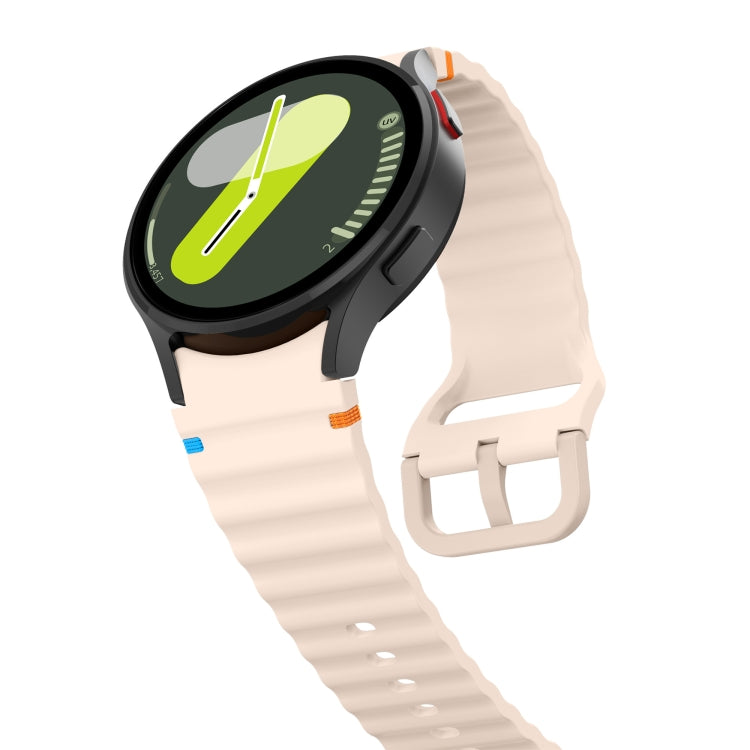 For Samsung Galaxy Watch 4 40 / 44mm Wave Pattern Stitched Silicone Watch Band(Pink) - free shipping - PMC TechLife - Order now!