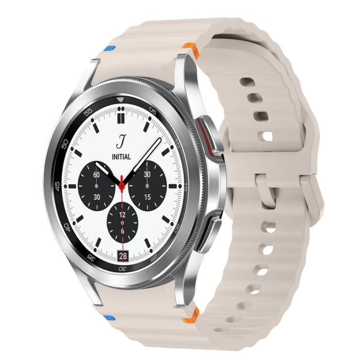 For Samsung Galaxy Watch 4 Classic 42 / 46mm Wave Pattern Stitched Silicone Watch Band(Starlight) - free shipping - PMC TechLife - Order now!