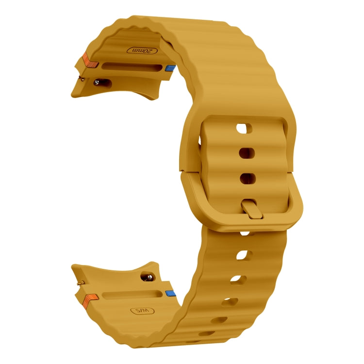 For Samsung Galaxy Watch 4 Classic 42 / 46mm Wave Pattern Stitched Silicone Watch Band(Yellow) - free shipping - PMC TechLife - Order now!