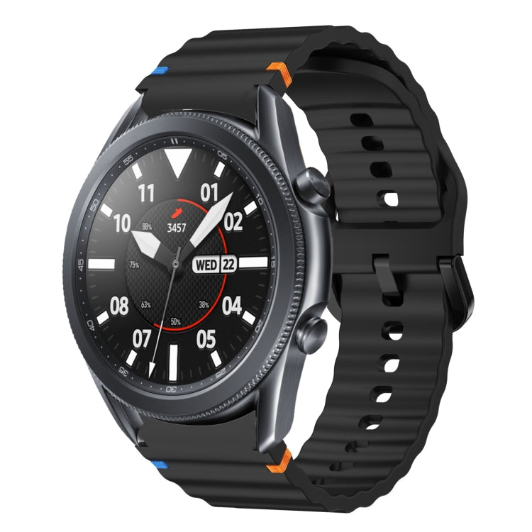 For Samsung Galaxy Watch3 41mm Wave Pattern Stitched Silicone Watch Band(Black) - free shipping - PMC TechLife - Order now!