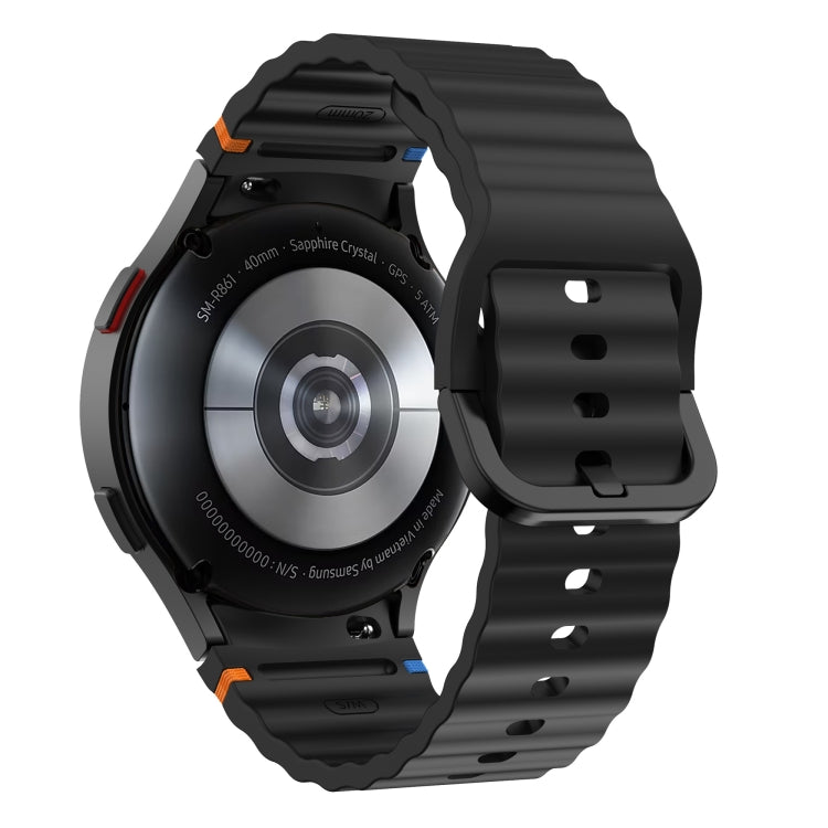 For Samsung Galaxy Watch3 41mm Wave Pattern Stitched Silicone Watch Band(Black) - free shipping - PMC TechLife - Order now!