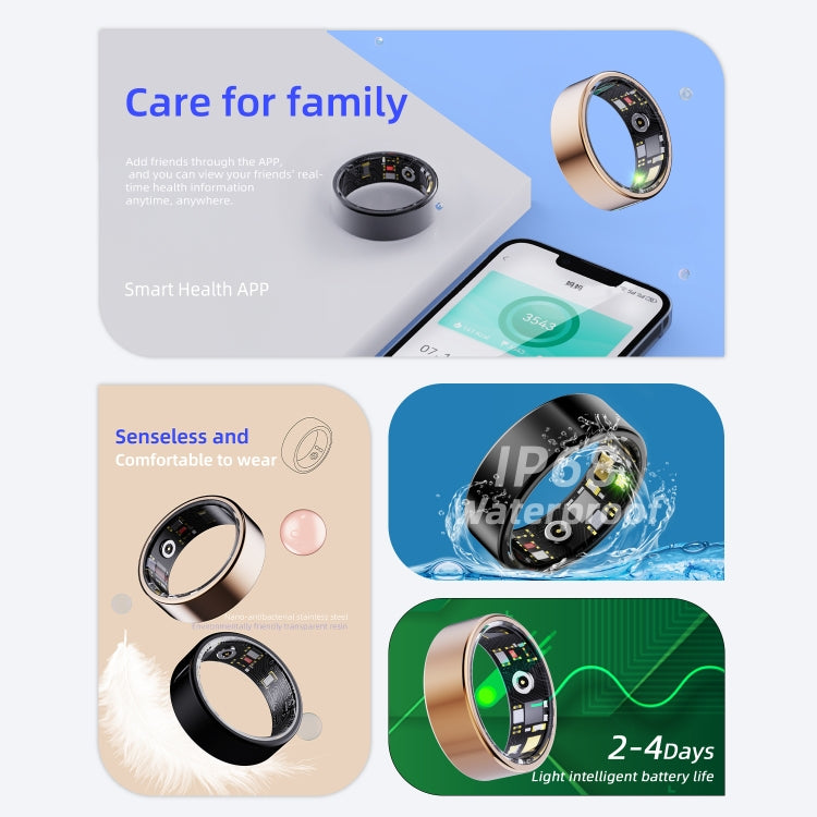 R11M SIZE 8 Smart Ring, Support Heart Rate / Blood Oxygen / Sleep / Multiple Sports Modes(Black) - Smart Rings / Smart Telephones by PMC TechLife | Online Shopping South Africa | PMC TechLife | Buy Now Pay Later Mobicred
