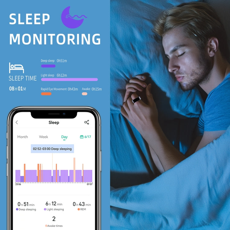 R11M SIZE 8 Smart Ring, Support Heart Rate / Blood Oxygen / Sleep / Multiple Sports Modes(Black) - Smart Rings / Smart Telephones by PMC TechLife | Online Shopping South Africa | PMC TechLife | Buy Now Pay Later Mobicred