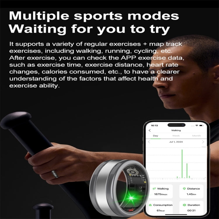 R18 SIZE 8 Smart Ring, Support Heart Rate / Blood Oxygen / Sleep / Multiple Sports Modes(Black) - Smart Rings / Smart Telephones by PMC TechLife | Online Shopping South Africa | PMC TechLife | Buy Now Pay Later Mobicred