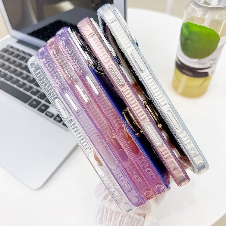 For iPhone 16 Plus Plating Glitter Texture Ring Holder TPU Phone Case with Lens Film(White Water Ripples) - free shipping - PMC TechLife - Order now!