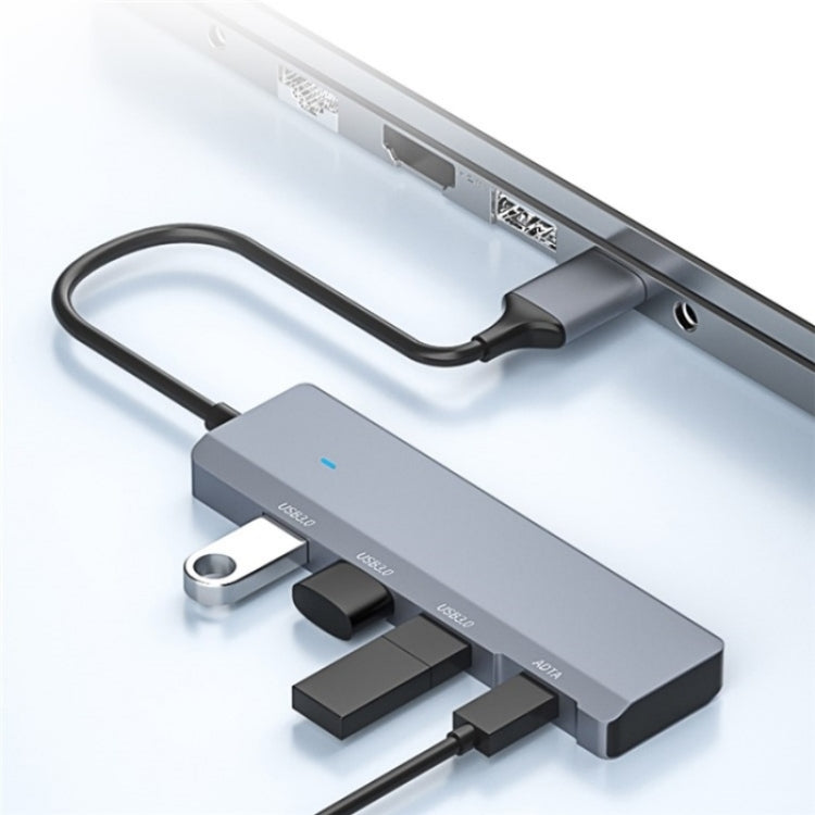 ADS-309A  Aluminum Alloy USB to 3  x USB 3.0 + Type-C Data Port Expansion Hub Adapter - USB 3.0 HUB by PMC Jewellery | Online Shopping South Africa | PMC Jewellery | Buy Now Pay Later Mobicred