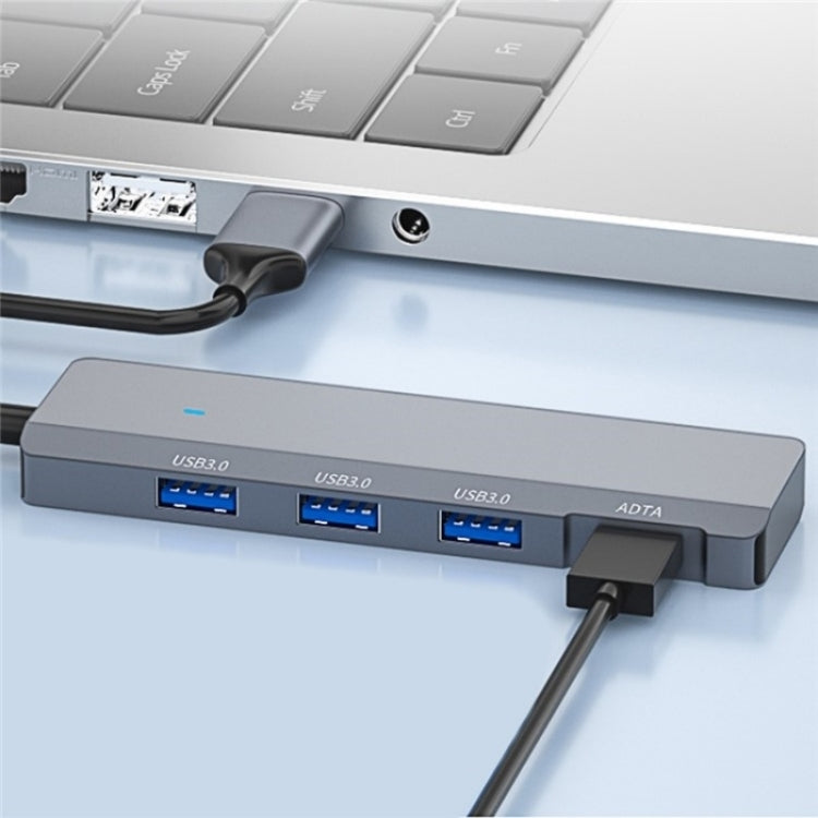 ADS-309A  Aluminum Alloy USB to 3  x USB 3.0 + Type-C Data Port Expansion Hub Adapter - USB 3.0 HUB by PMC Jewellery | Online Shopping South Africa | PMC Jewellery | Buy Now Pay Later Mobicred