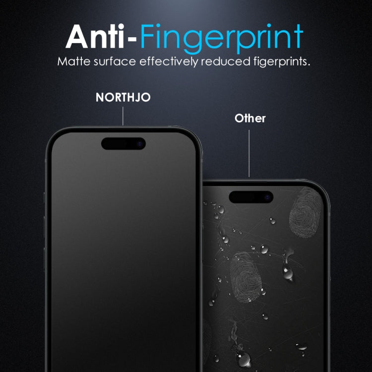 For iPhone 16 Plus NORTHJO Matte Silkscreen Anti-Fingerprint Tempered Glass Film - free shipping - PMC TechLife - Order now!